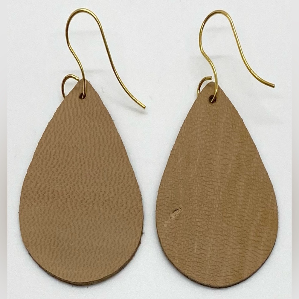 Brown Animal Print FauxFur Leather Dangle Earrings Boho Eclectic Y2K Festival - Picture 3 of 10